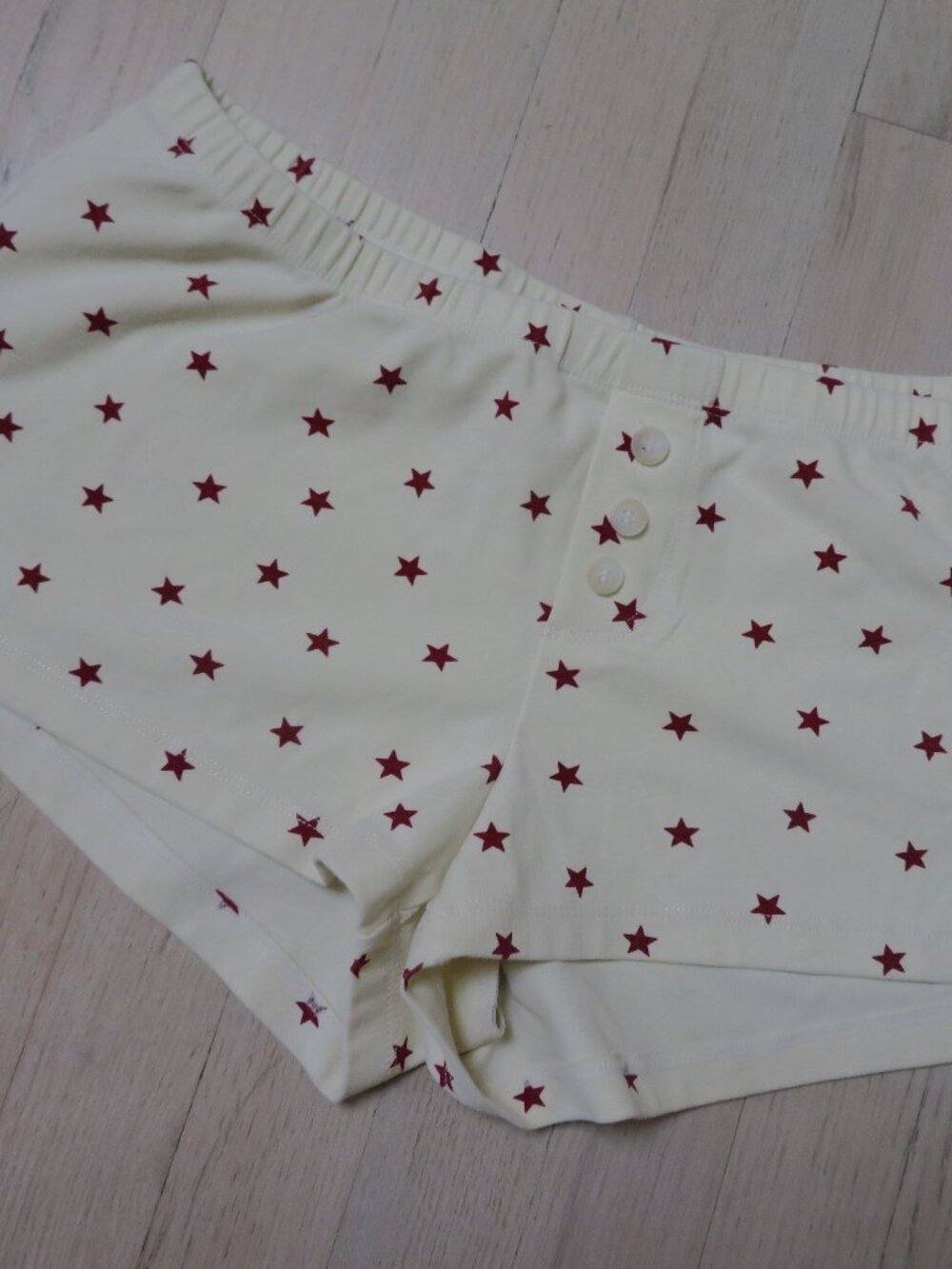Butter Yellow Maroon Stars Boyshorts Buttons Free Haven size Small